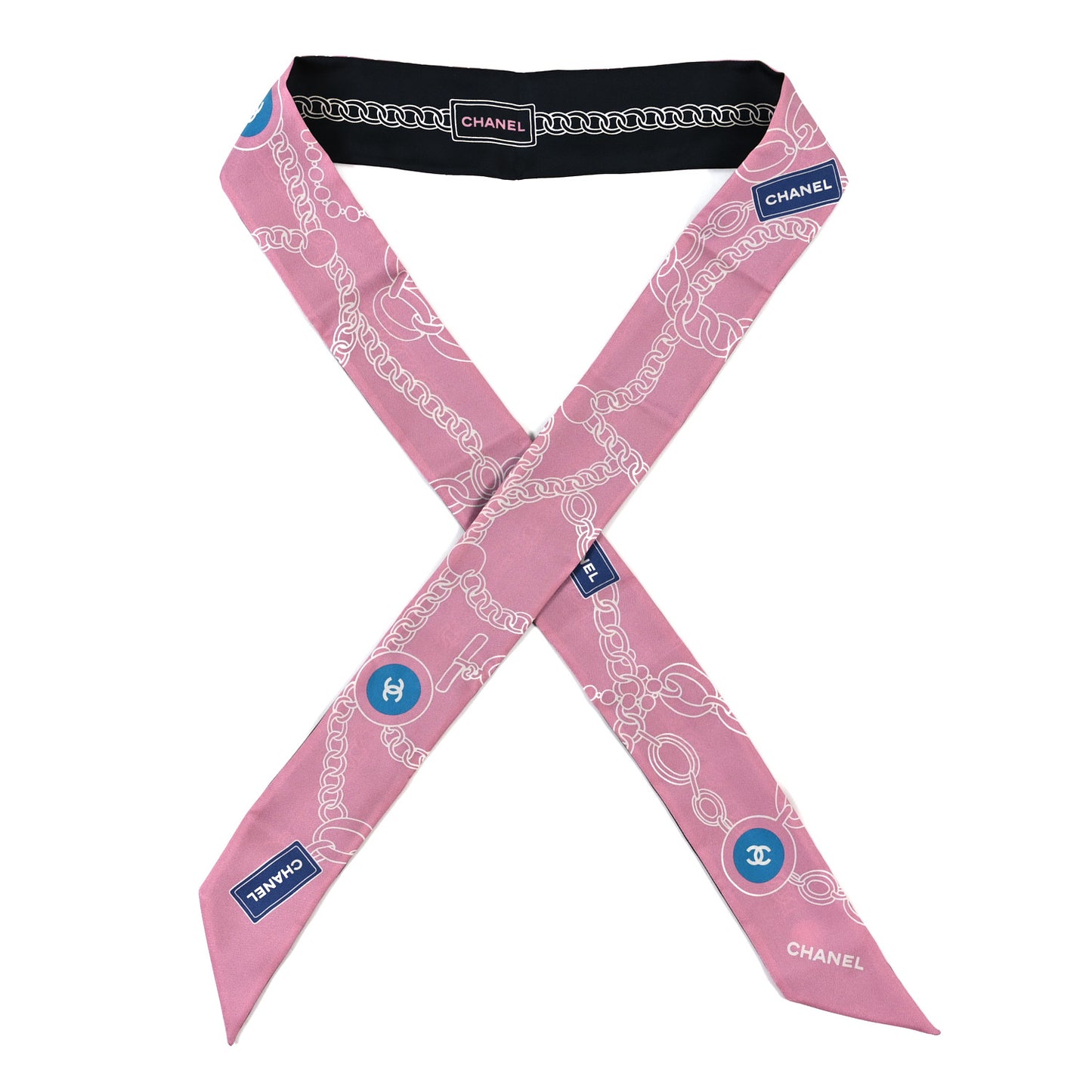 Silk CC Slim Bandeau Scarf Pink Black Blue
