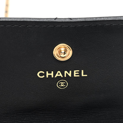 Chanel Lambskin Quilted Card Holder with Chain Black 6 of 10