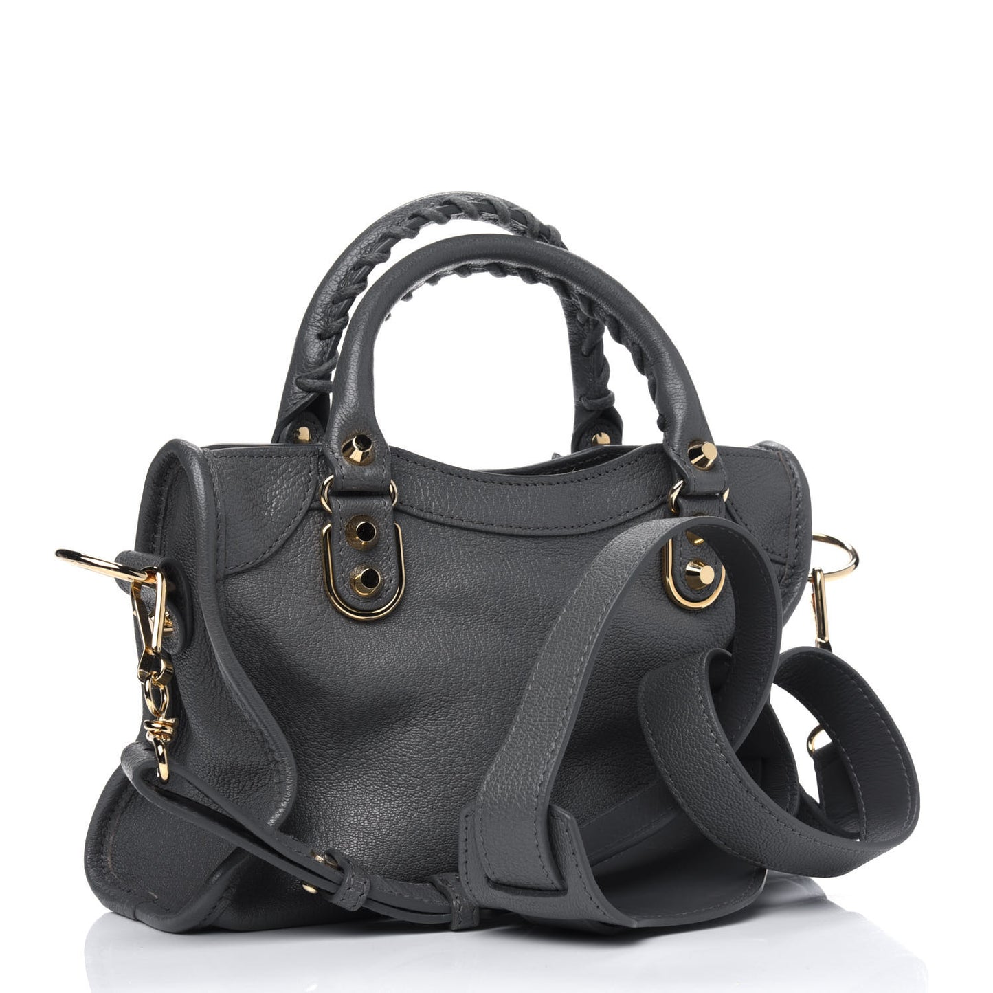 Chevre Gold Metallic Edge Hardware Mini City Gris Acier