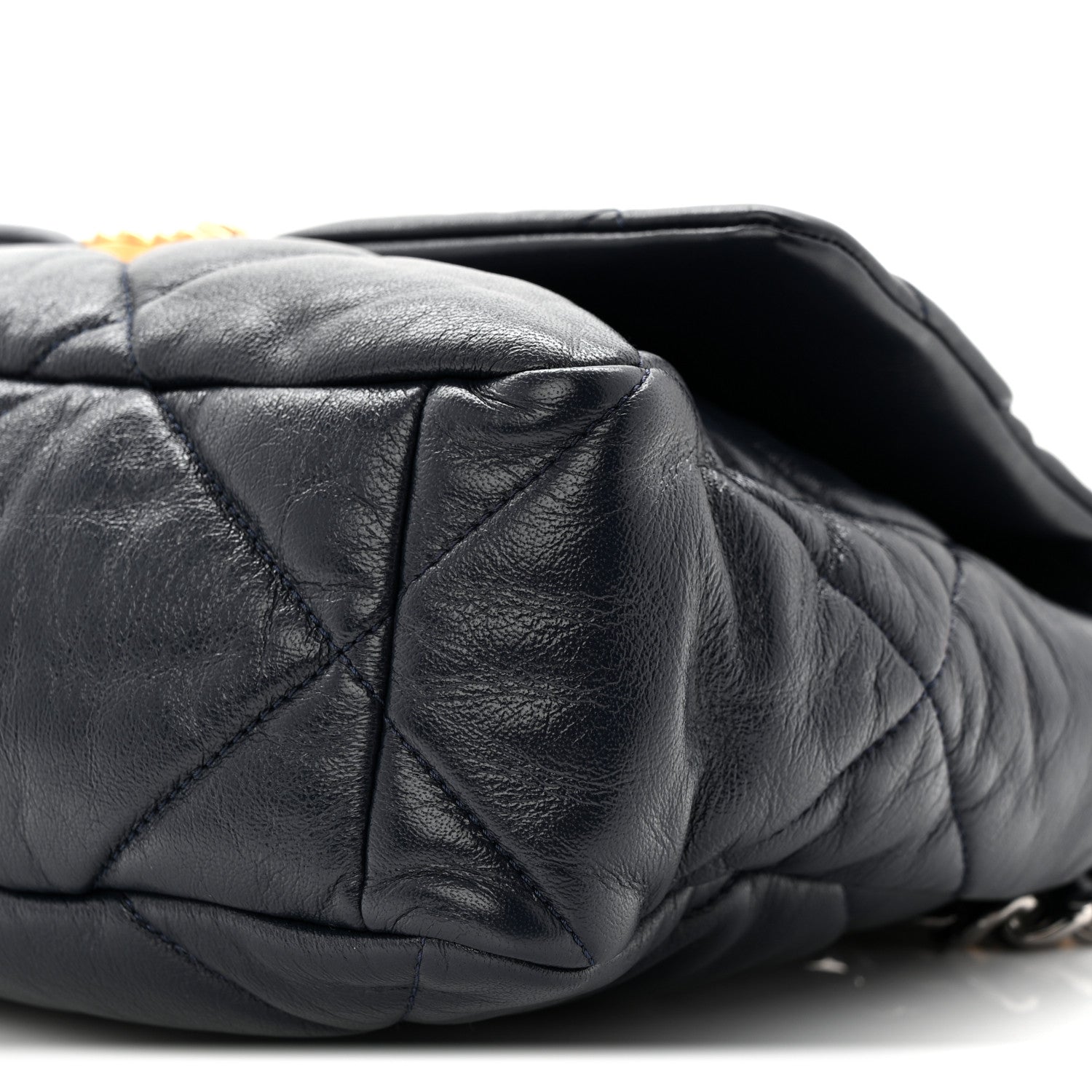 Chanel Goatskin Quilted Large Chanel 19 Flap Navy Blue 10 of 10