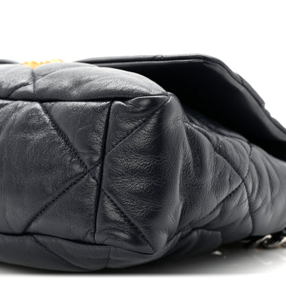 Chanel Goatskin Quilted Large Chanel 19 Flap Navy Blue 10 of 10