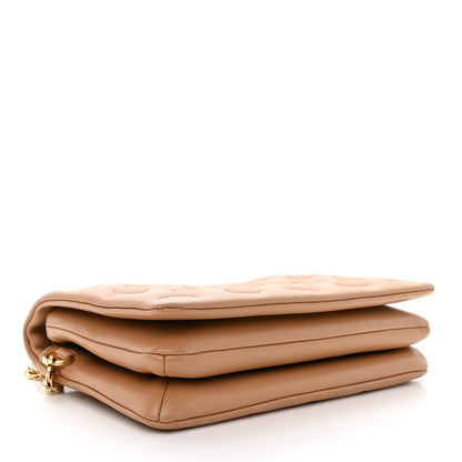 Louis Vuitton Lambskin Embossed Monogram Pochette Coussin Camel 4 of 9