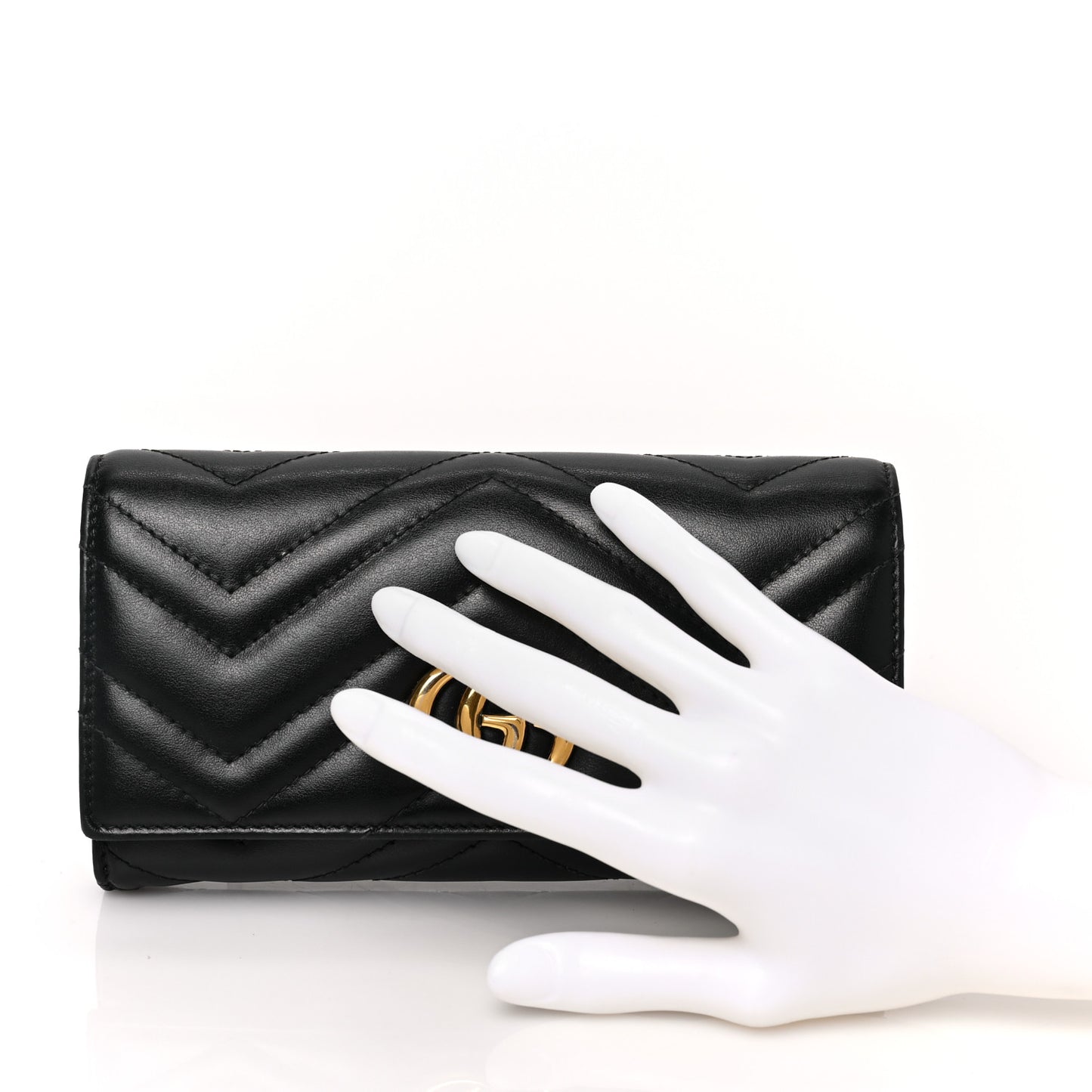 Calfskin Matelasse GG Marmont Continental Wallet Black