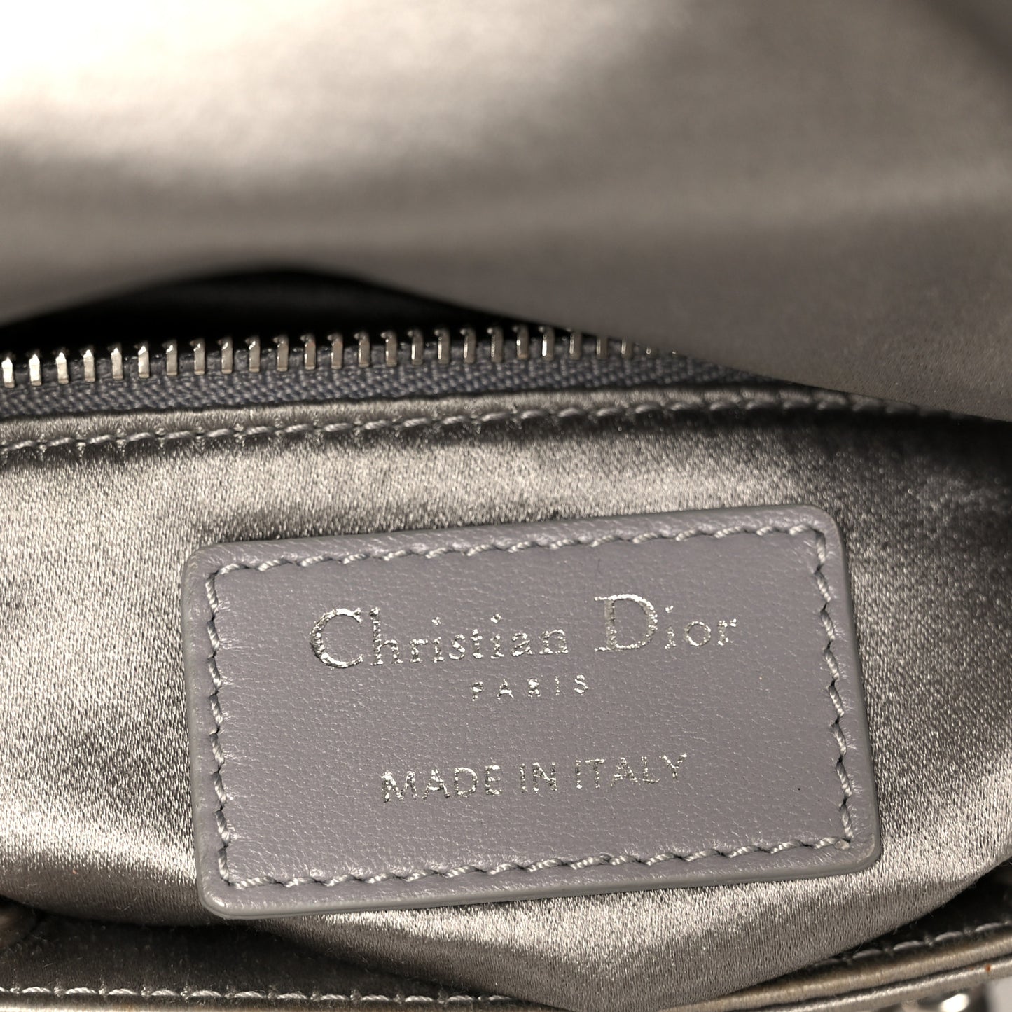 Satin Crystal Cannage Mini Lady Dior Gray