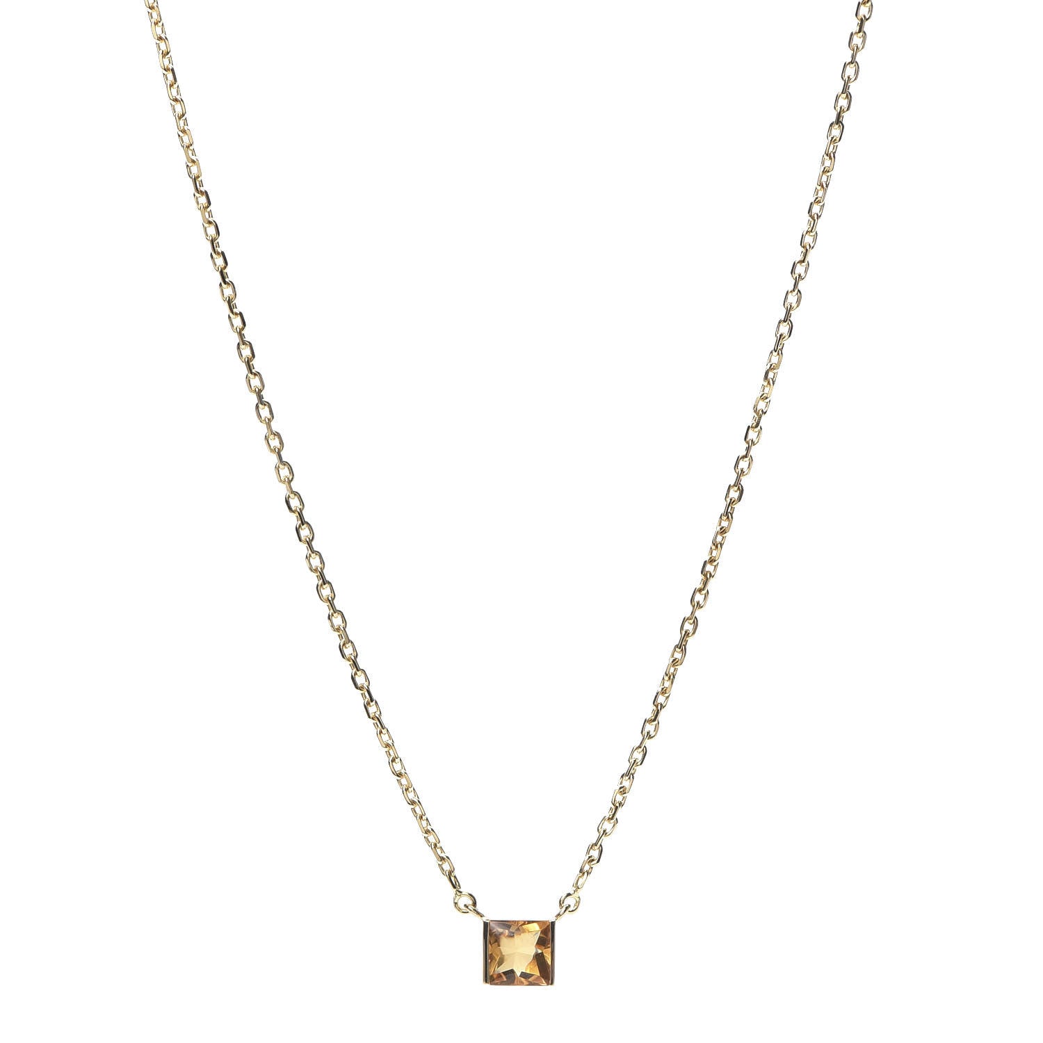 Cartier 18K Yellow Gold Citrine Tank Pendant Necklace 1 of 6
