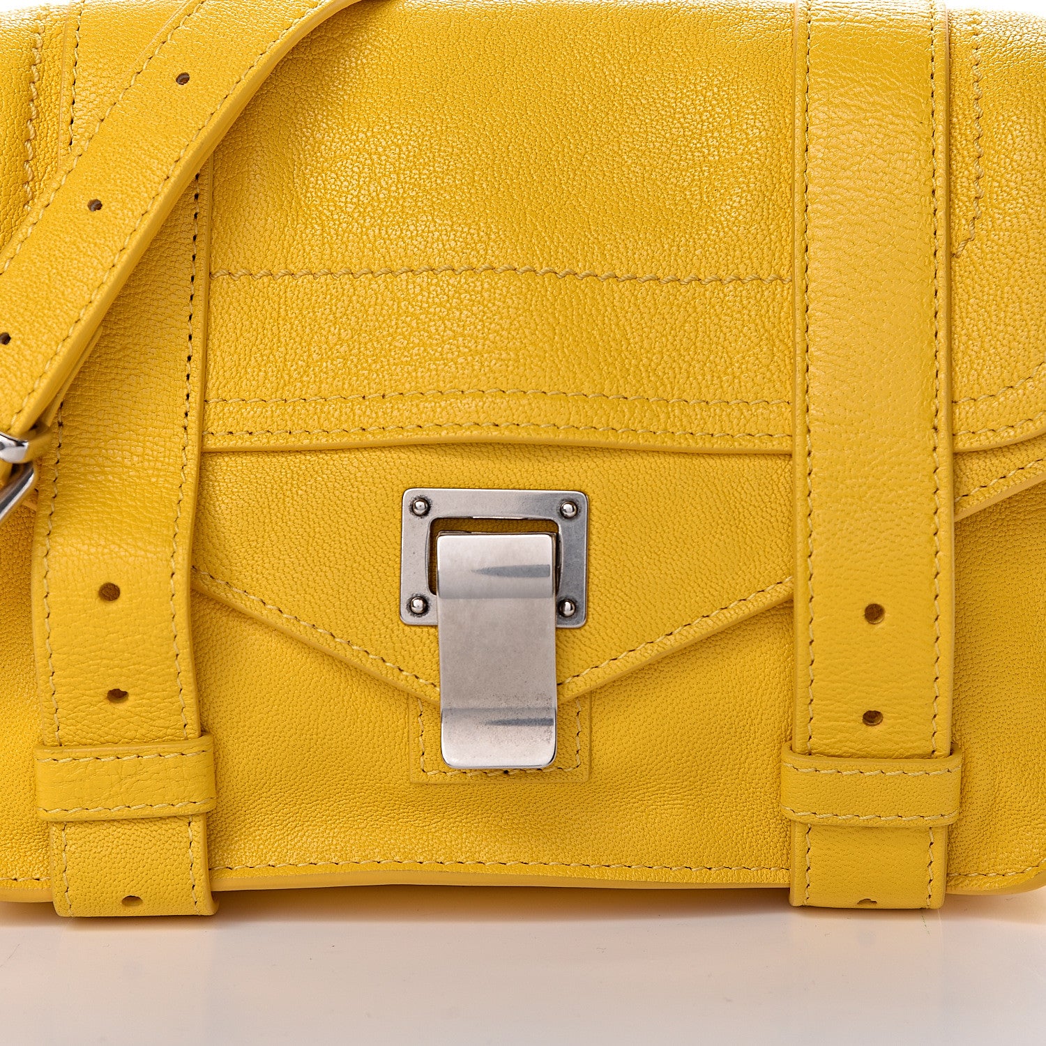 Proenza Schouler Lambskin PS1 Mini Pouch Messenger Bag Lemon 7 of 9