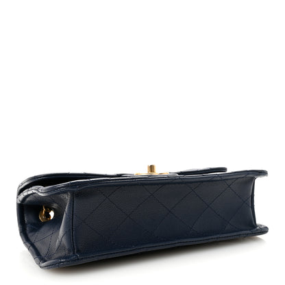 Chanel Caviar Quilted Medium Sweet Classic Flap Navy Blue 4 of 10
