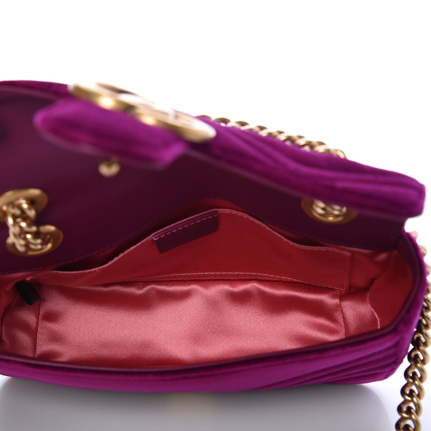 Velvet Matelasse Mini GG Marmont Shoulder Bag Fuchsia Violet Cyclamen
