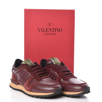 Valentino Garavani Calfskin Suede Rockstud Sneakers 36 Rubin 10 of 10