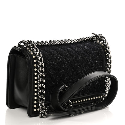 Chanel Calfskin Pearl Tweed Medium Boy Flap Black 3 of 10