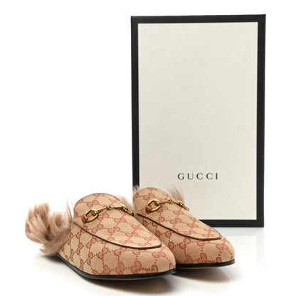 Gucci GG Monogram Fur Womens Princetown Slippers 40 Beige Ruggine Rust 8 of 8