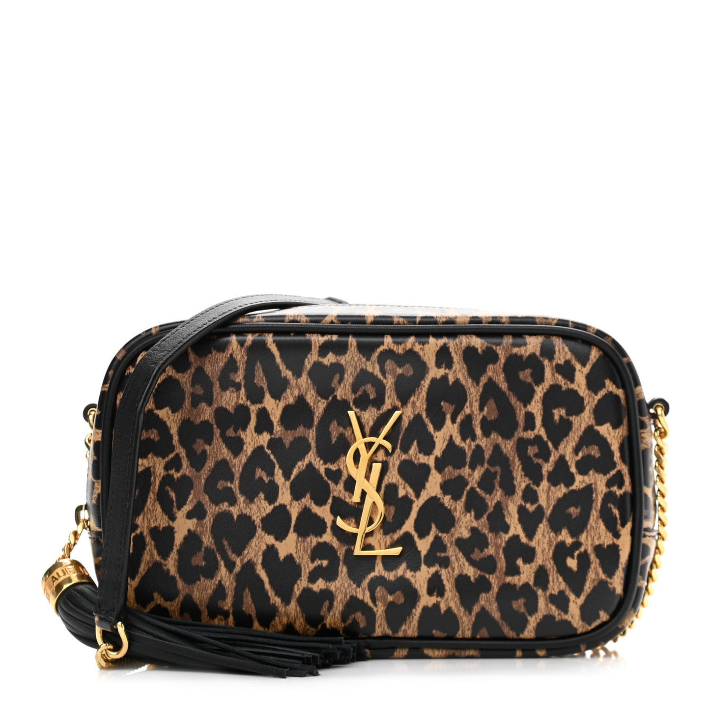 Calfskin Heart Leopard Print Monogram Mini Lou Camera Bag Toffee