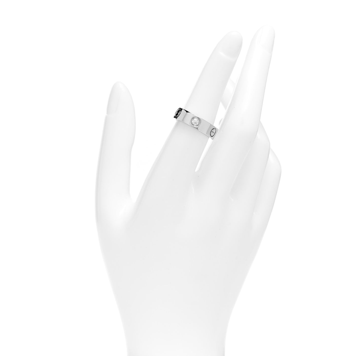 18K White Gold 3 Diamond 5.5mm LOVE Ring 52 6