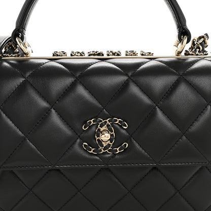 Chanel Lambskin Quilted Small Trendy CC Chain Dual Handle Flap Bag Black 9 of 11
