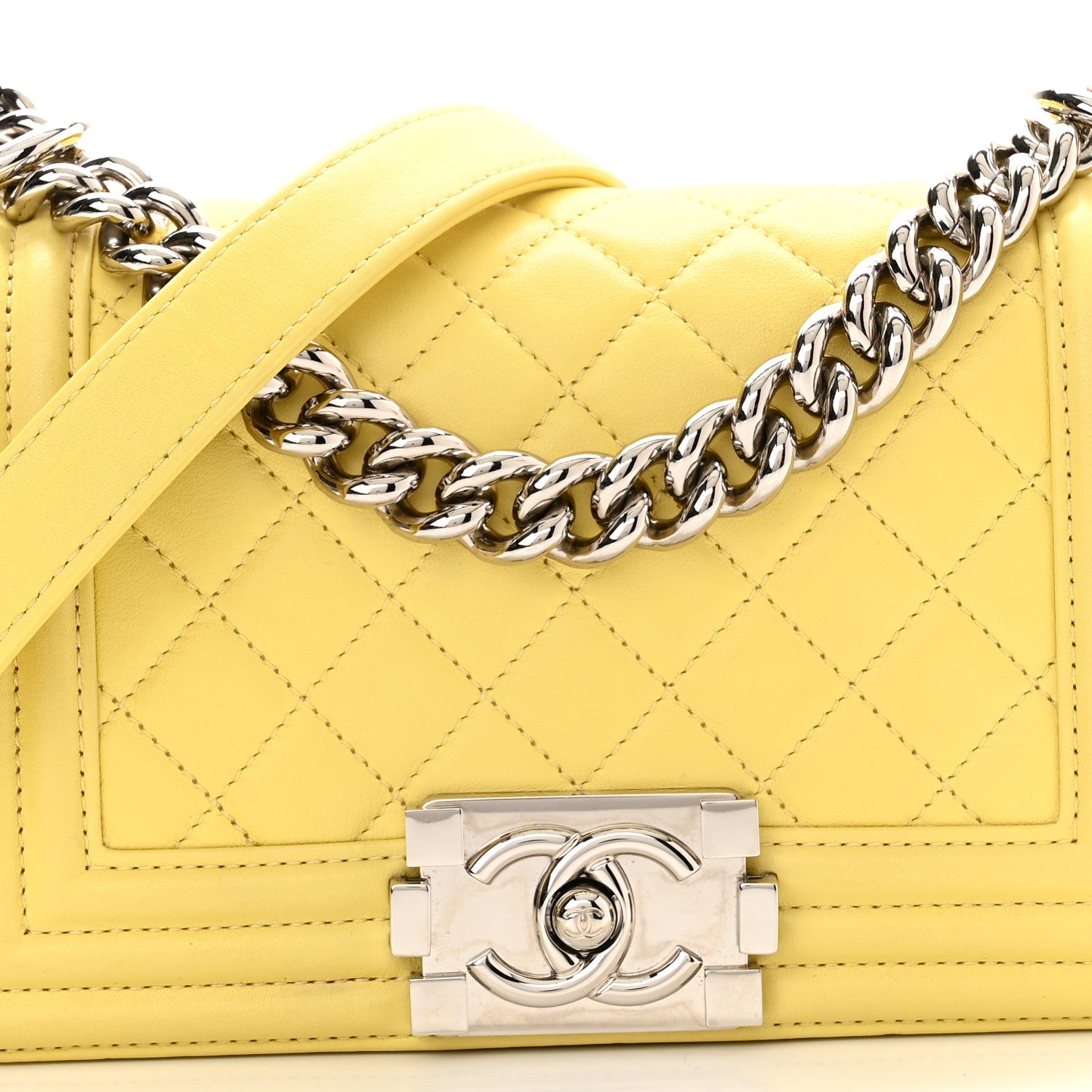 Chanel Lambskin Quilted Small Boy Flap Yellow 7 of 9