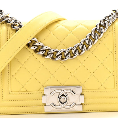 Chanel Lambskin Quilted Small Boy Flap Yellow 7 of 9