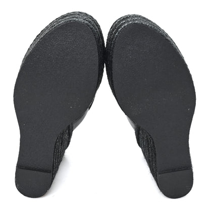 Saint Laurent Calfskin Tribute 95 Platform Espadrille Wedge Sandals 36 Black 6 of 8