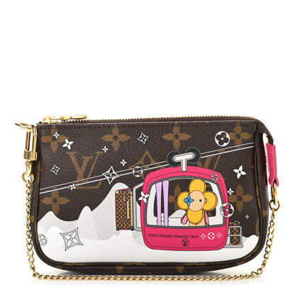 Louis Vuitton Monogram 2019 Christmas Animation Mini Courchevel Pochette Accessories Fuchsia 1 of 7
