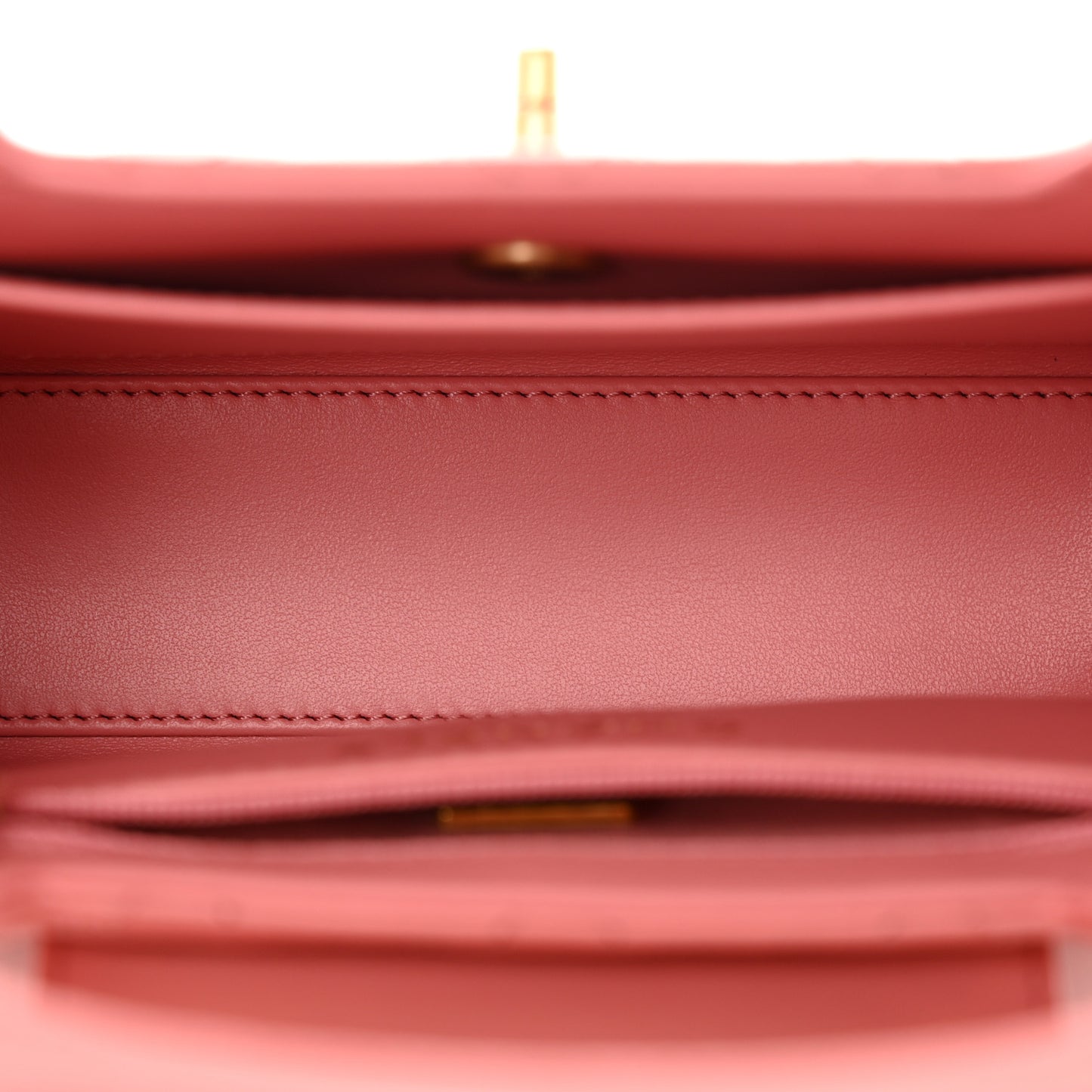 Shiny Aged Calfskin Quilted Nano Kelly Shopper Coral Pink
