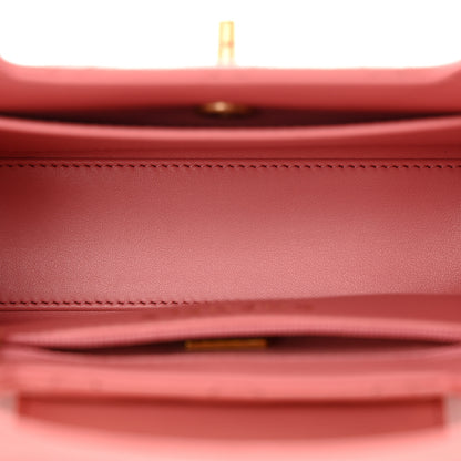 Chanel Shiny Aged Calfskin Quilted Nano Kelly Shopper Coral Pink 5 of 12
