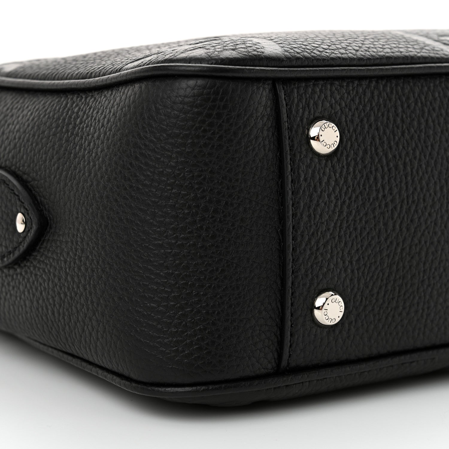 Gucci Piuma Calfskin Jumbo GG Embossed Medium Messenger Bag Black 9 of 10