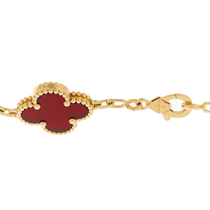 Van Cleef & Arpels 18K Yellow Gold Carnelian 5 Motifs Vintage Alhambra Bracelet 3 of 5