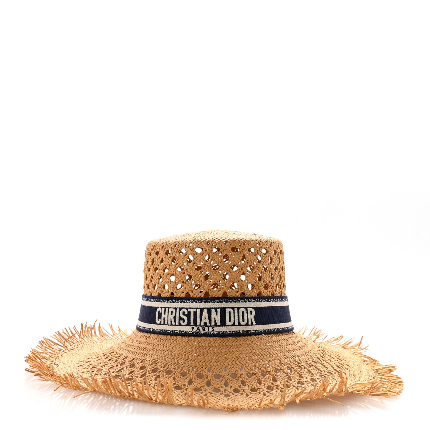 Straw Embroidered Bob Naughtily Large Brim Hat 58 Blue Multicolor