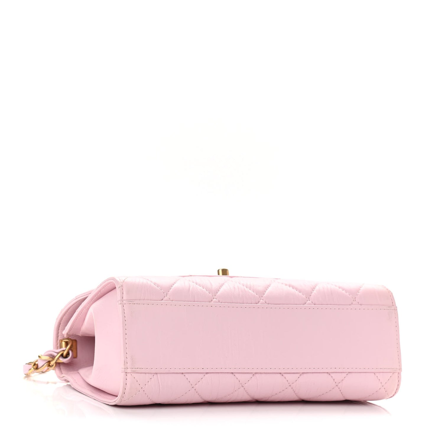 Crumpled Lambskin Quilted Small CC Links Top Handle Flap Light Pink