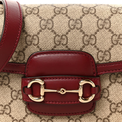 Gucci GG Supreme Monogram Horsebit 1955 Soft Small Shoulder Bag Beige Ebony Rosso Ancora 9 of 11