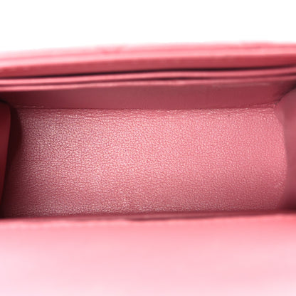 Chanel Lambskin Quilted Top Handle Clutch With Chain Pink 5 of 12