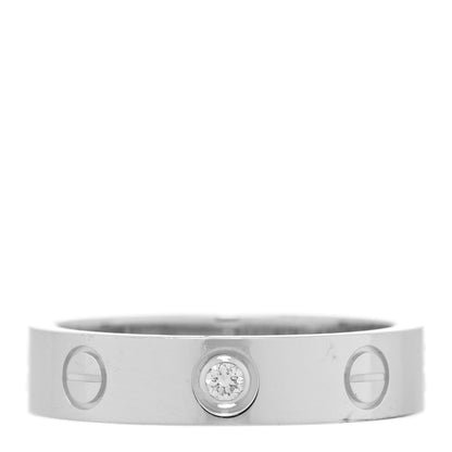 Cartier 18K White Gold Diamond 4mm LOVE Wedding Band Ring 49 5 1 of 5