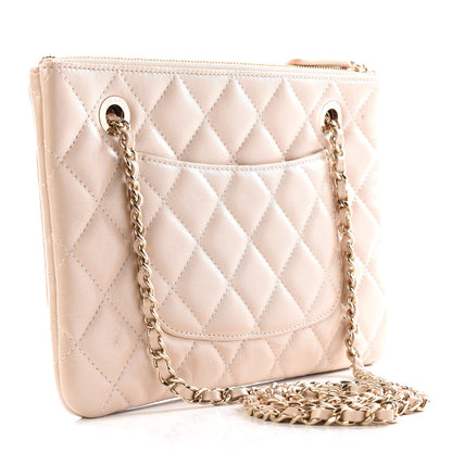 Chanel Shiny Lambskin Quilted Small Double Case With Strap Beige 2 of 10