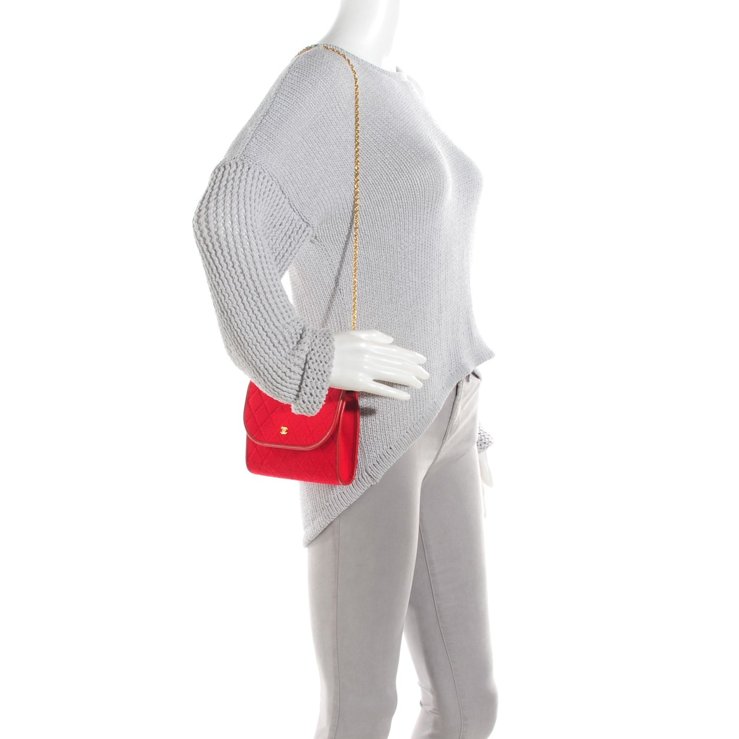 Jersey Quilted Mini Square Flap Red