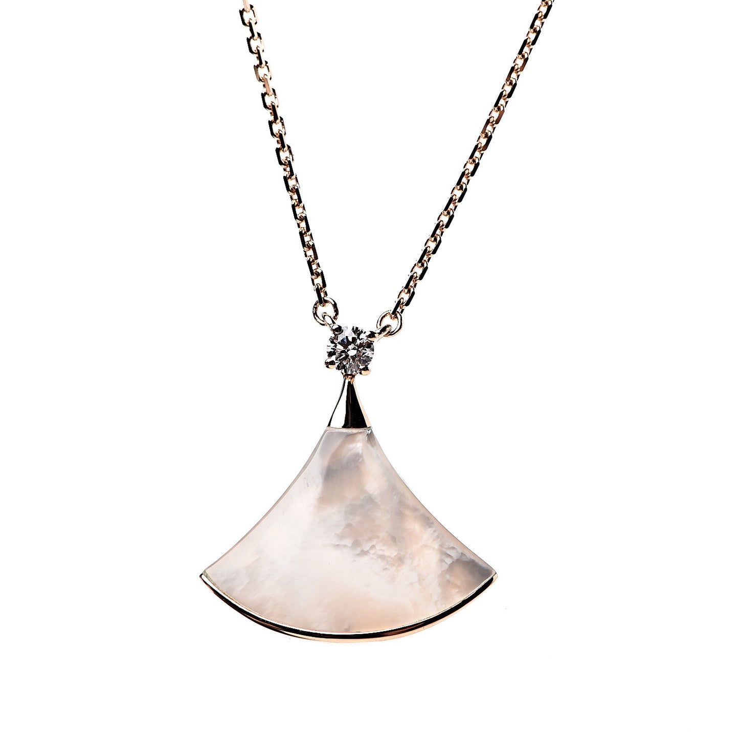 18K Rose Gold Diamond Mother of Pearl Divas' Dream Pendant Necklace