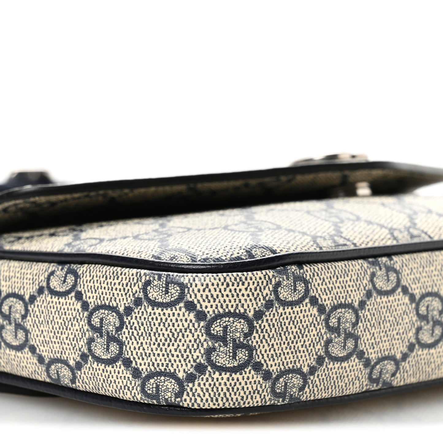 GG Supreme Monogram Textured Dollar Calfskin Web Mini Ophidia Envelope Shoulder Bag Beige Blue