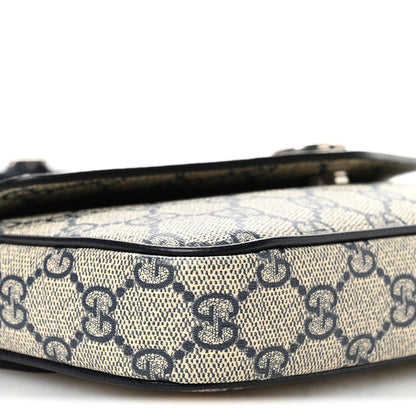 Gucci GG Supreme Monogram Textured Dollar Calfskin Web Mini Ophidia Envelope Shoulder Bag Beige Blue 9 of 11