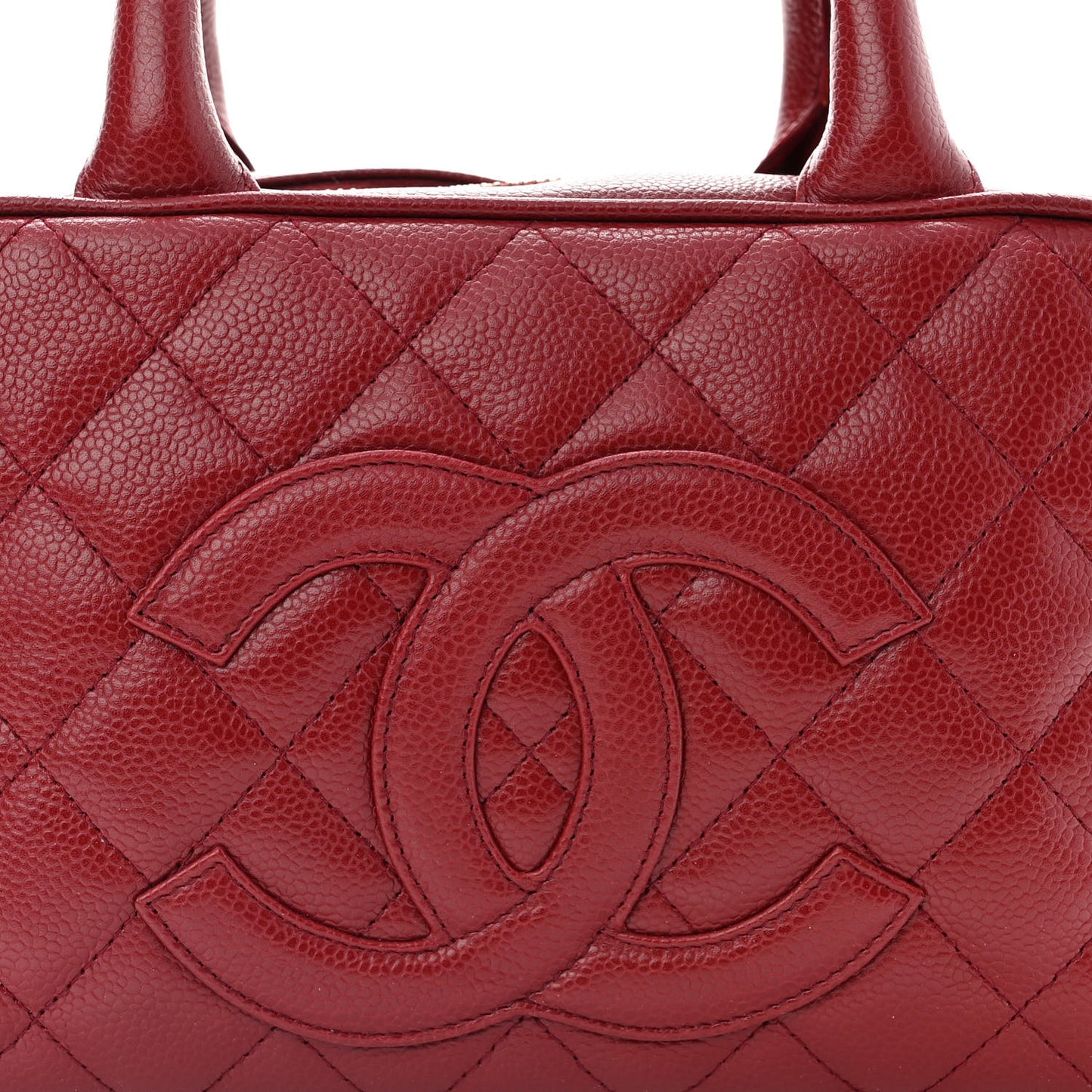 Caviar Quilted Small Bowler Dark Red