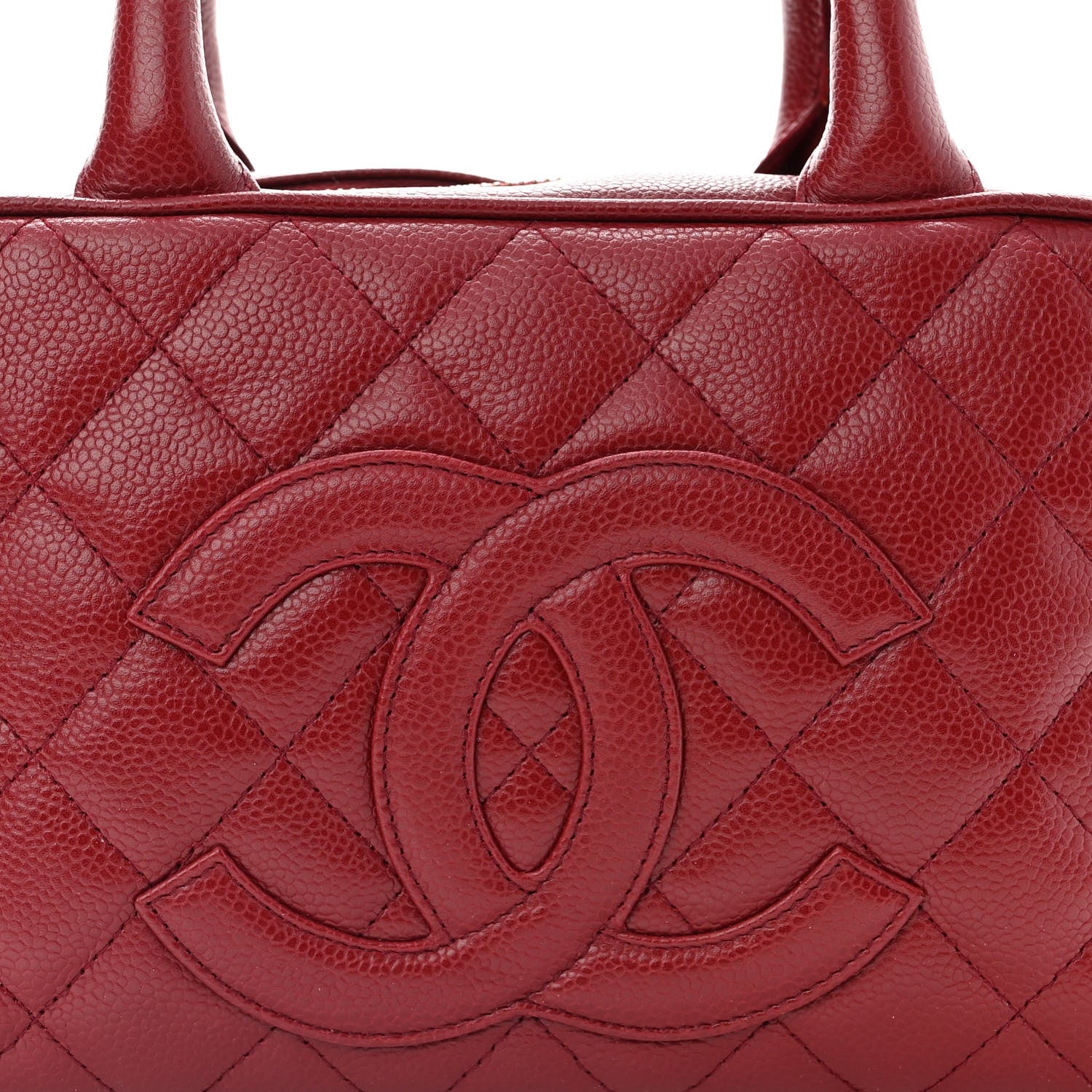 Chanel Caviar Quilted Small Bowler Dark Red 8 of 10