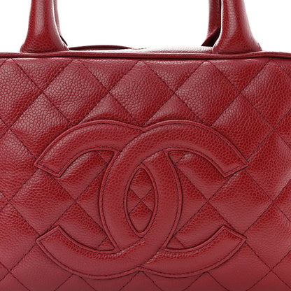 Chanel Caviar Quilted Small Bowler Dark Red 8 of 10
