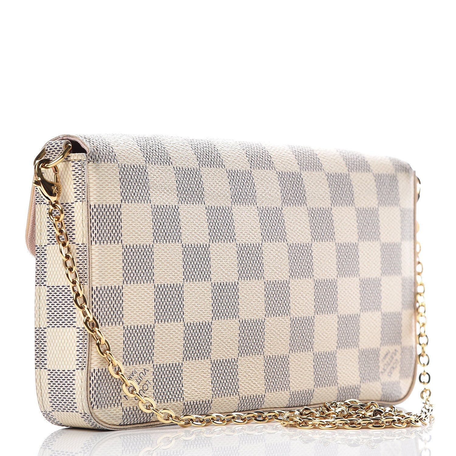 Louis Vuitton Damier Azur Pochette Felicie Chain Wallet Rose Ballerine 4 of 11