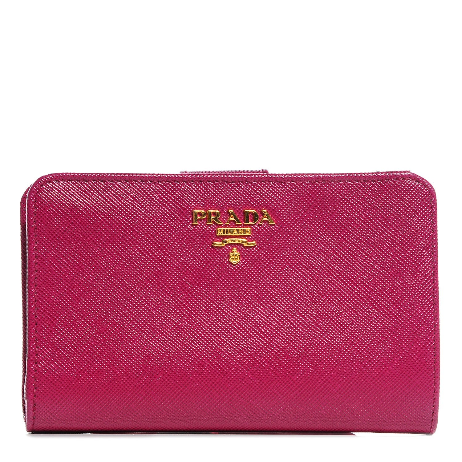 Prada Saffiano Metal Compact Wallet Ibisco 1 of 10