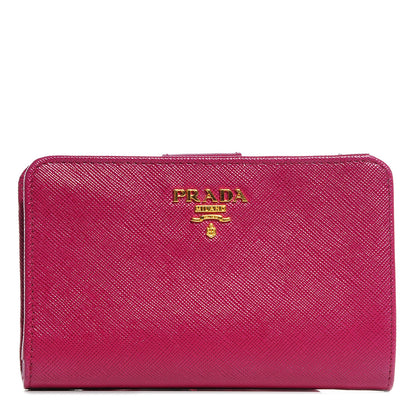 Prada Saffiano Metal Compact Wallet Ibisco 1 of 10