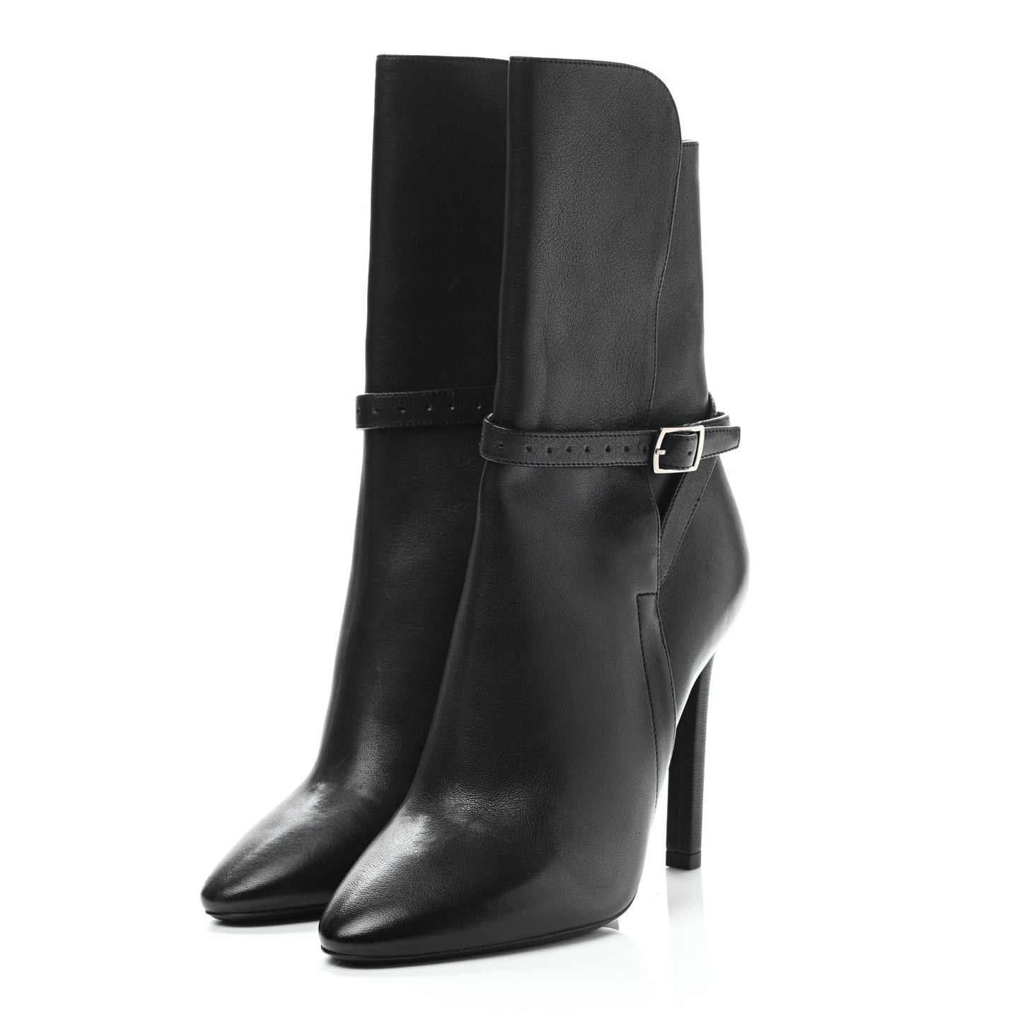 Nappa Mica Buckle Ankle Booties 36 Black
