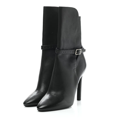 Saint Laurent Nappa Mica Buckle Ankle Booties 36 Black 3 of 9