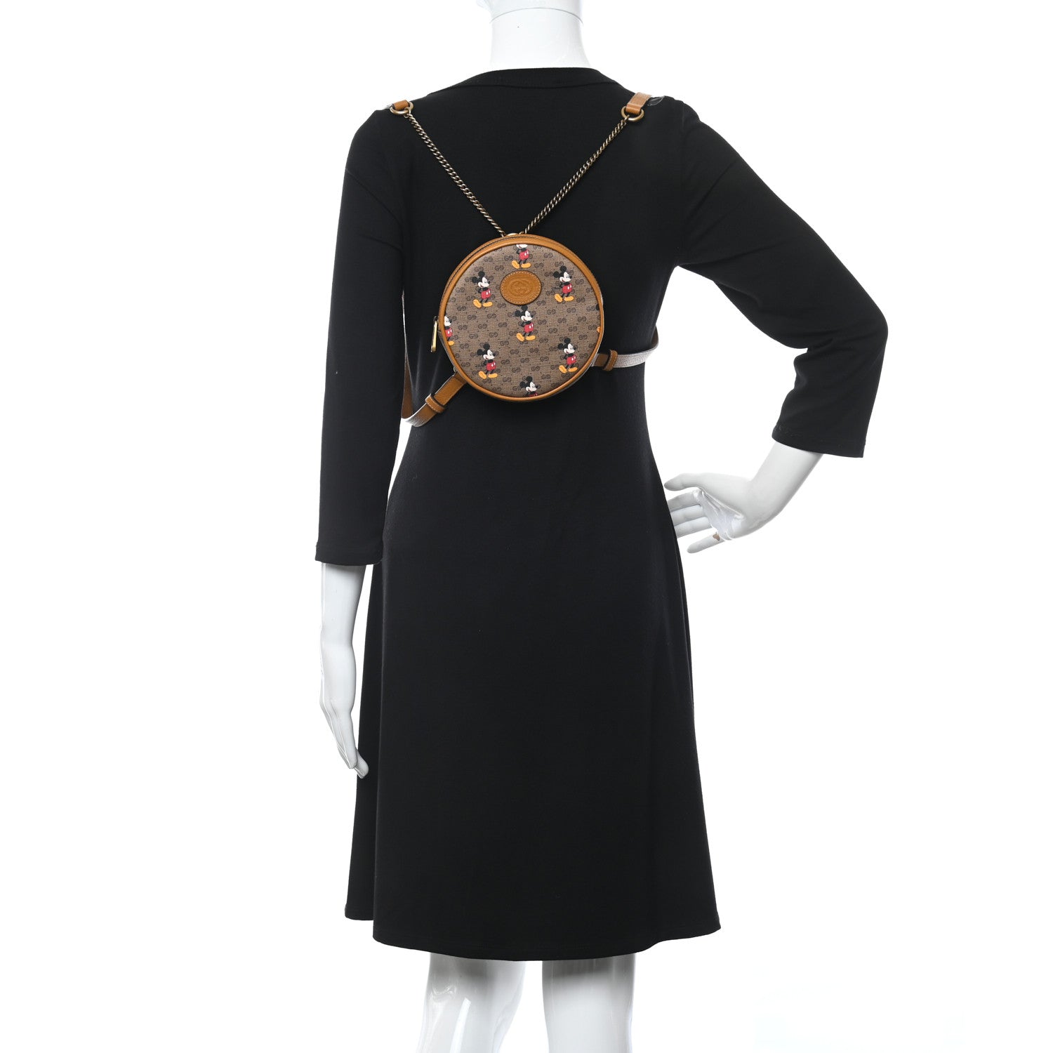 Gucci X DISNEY Mini Vintage GG Supreme Monogram Mickey Mouse Round Backpack Beige Vintage Sun Oil 2 of 9