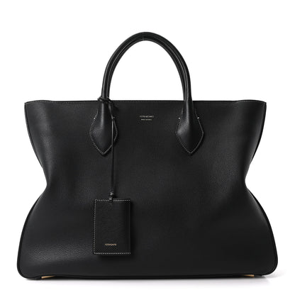 Salvatore Ferragamo Calfskin Star Large Tote Black 1 of 9