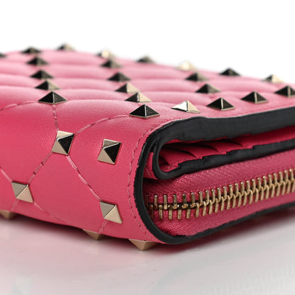 Valentino Garavani Nappa Rockstud Spike Compact Zip Around Wallet Shadow Pink 16 of 23