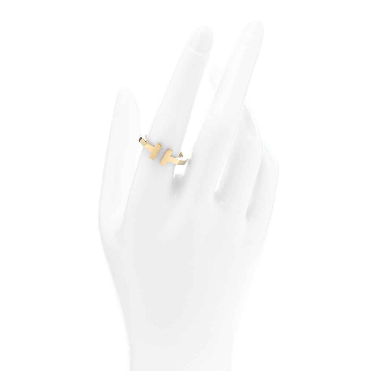 18K Yellow Gold T Square Ring 58 8.5