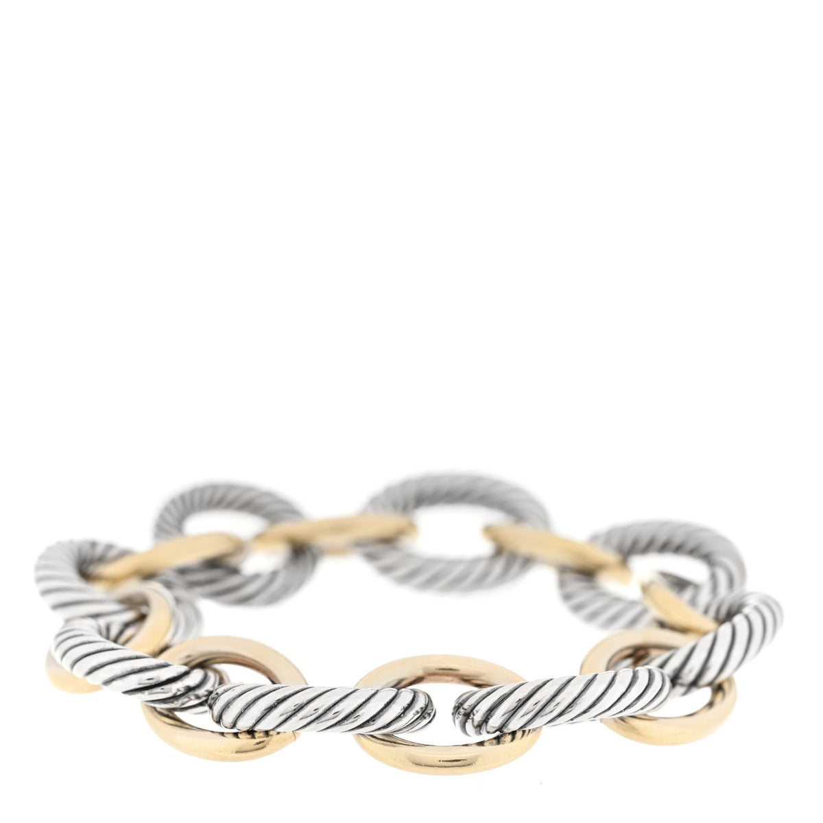 David Yurman Sterling Silver 18K Yellow Gold 18mm Extra Large Oval Link Bracelet 2 of 3