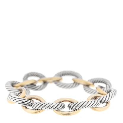 David Yurman Sterling Silver 18K Yellow Gold 18mm Extra Large Oval Link Bracelet 2 of 3